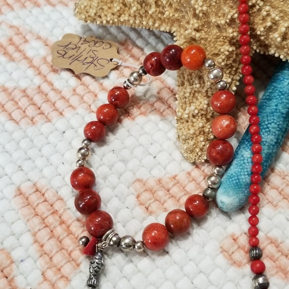 Coral Sterling Carolyn Pollack+3 pc set - Picture 4 of 4